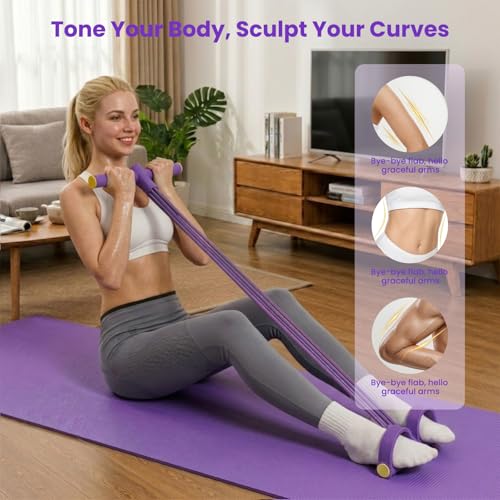 Pedal Resistance Bands with Handles for Full-Body Workout - Pink