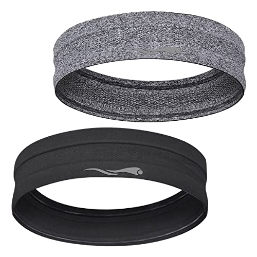 Super Absorbent Sweatbands for Fitness - 2-Pack Black & Grey