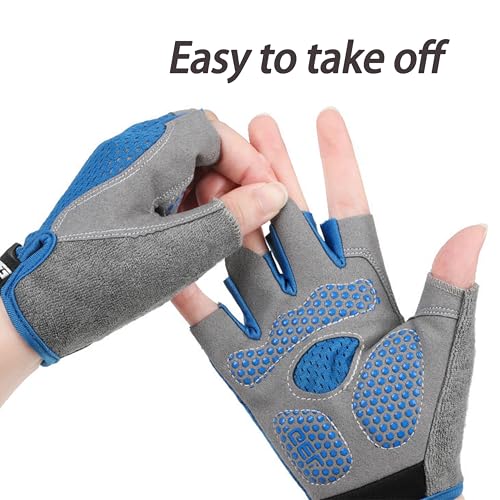 Kids' Fingerless Cycling Gloves - Non-Slip for Ages 3-8 - Blue