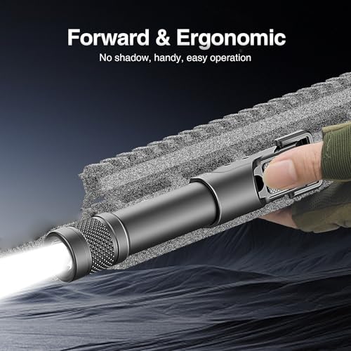 Solofish Aluminum 1450lm Flashlight is Compatible Picatinny/Mlok Rail, with Pressure Pad Switch for Rifle, Weapon Light with Strobe/Momentary, Replaceable Batteries