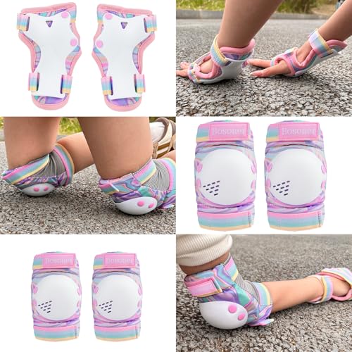 Kids Knee and Elbow Pad Set for Roller Skating - Rainbow, Small (3-7 Years)