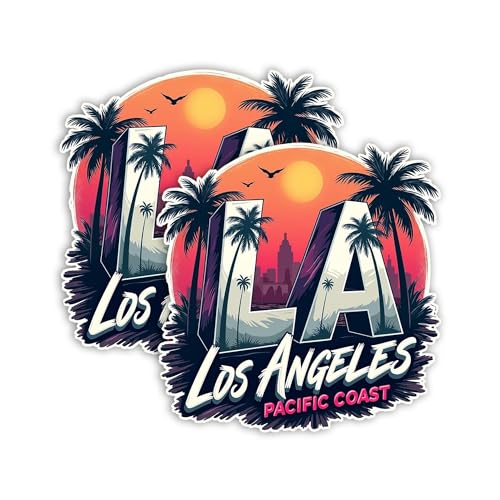 Los Angeles Sunset Palm Tree Stickers - 2-Pack Vinyl Decals