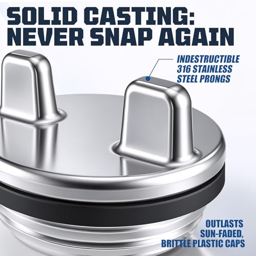 TurtBluse 1PC Marine Deck Fill Cap 316 Stainless Steel, 1-1/2" Thread, Replaces Perko 1313/1314 & Seachoice 32011