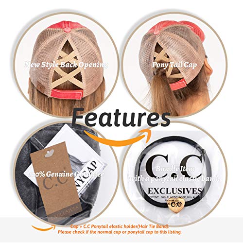 C.C Ponycap Messy High Bun Ponytail Cap - Adjustable Glitter Mesh Trucker Hat, One Size Mossyoak