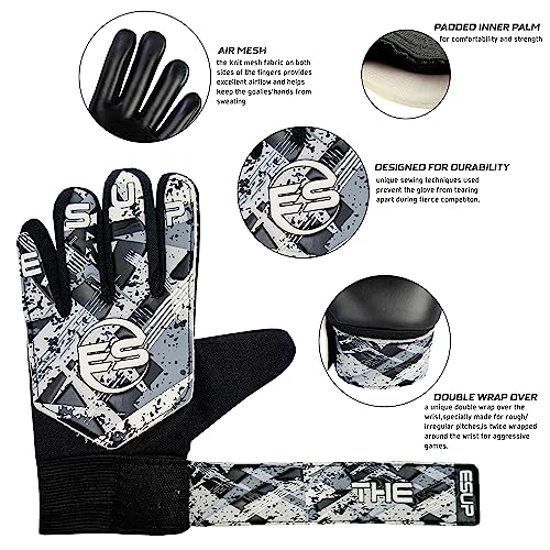 Soccer Goalie Gloves for Kids - Black, 4mm Latex Palm Protection