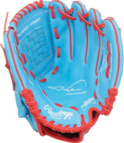 Rawlings Jacob deGrom 10" Youth Baseball Glove - Columbia Blue & Scarlet