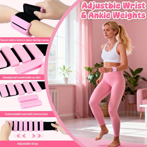 Pilates Equipment Kit for Home Workouts - 18pcs Set - Pink