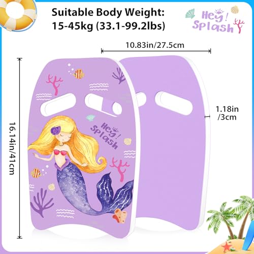 HeySplash Kids Pool Kickboard - Purple Mermaid Float for Beginner Swimmers