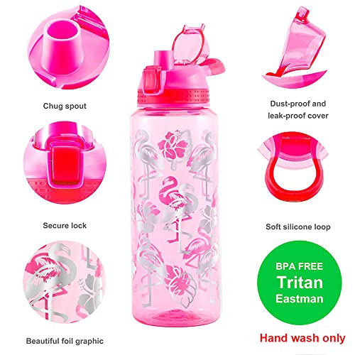 30oz Glitter Flamingo Water Bottle for Women & Girls