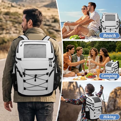 Urtala White 30L Cooler Backpack 48 Can Leakproof Insulated Ice Chest
