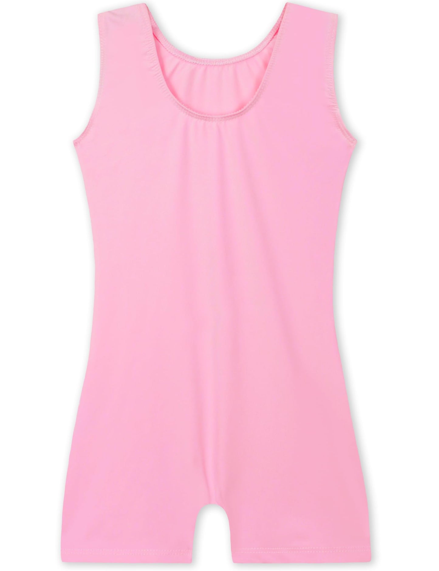 Nokecina Gymnastics Leotards for Girls Size 7-8 Years Old One-Piece Solid Pink Unitards with Shorts