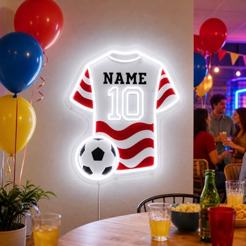 Custom Soccer Jersey Neon Sign - Personalized LED Wall Decor