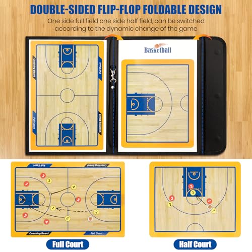 Foldable Basketball Coaching Board with Magnetic Markers