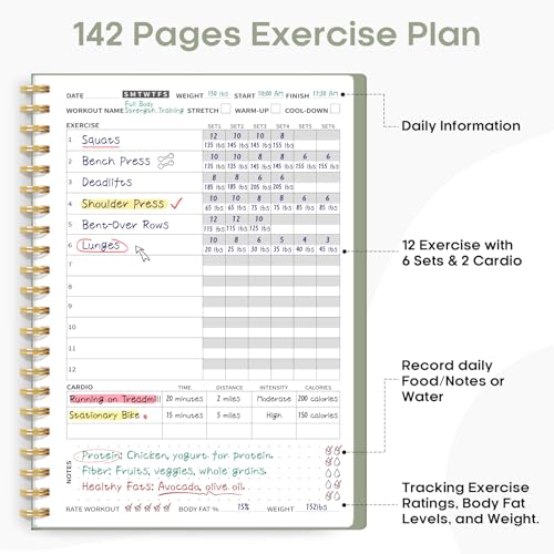 Fitness Workout Journal & Log Book - Green, 5.5" x 8.2"