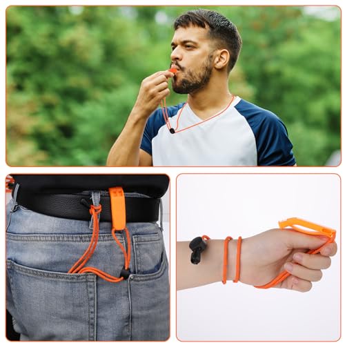 Emergency Survival Whistle with Reflective Lanyard - 2 Pack