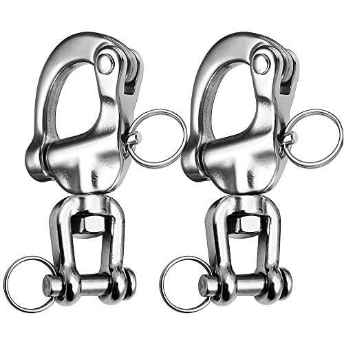 Necmetu 3-1/2 Inch Stainless Steel Snap Shackle Swivel 2Pcs - Marine Rigging Hardware