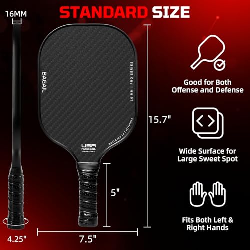 Pickleball Paddle Set - USAPA Approved, Lightweight 2-Pack - Black