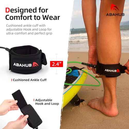 Premium Surfboard Leash - 6ft Tangle Free Legrope Strap - Black