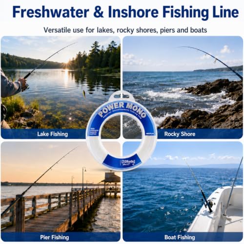 Clear Monofilament Fishing Line 8lb 328yd - Low Memory Nylon Wire