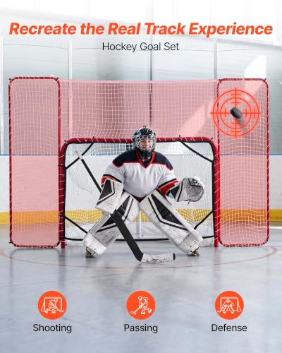 Portable Steel Hockey Goal with Backstop & Targets - 10x6FT