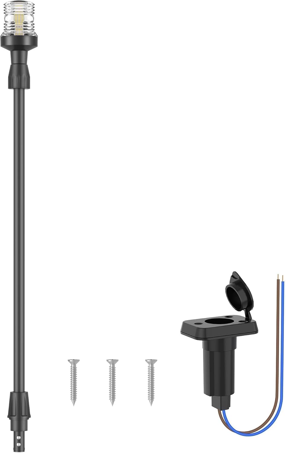 Obcursco LED Boat Stern Light - Telescoping 27"-48" Adjustable Navigation Light | 12V, 3NM, 360° for Pontoon & Yacht