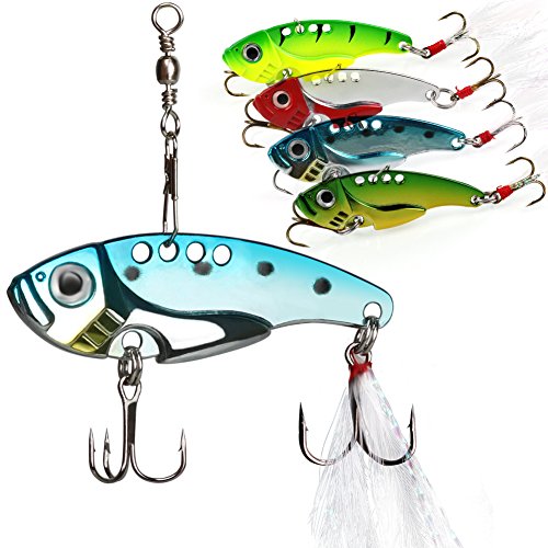 Spinner Spoon Fishing Lures - 4 Pack with Vivid Colors
