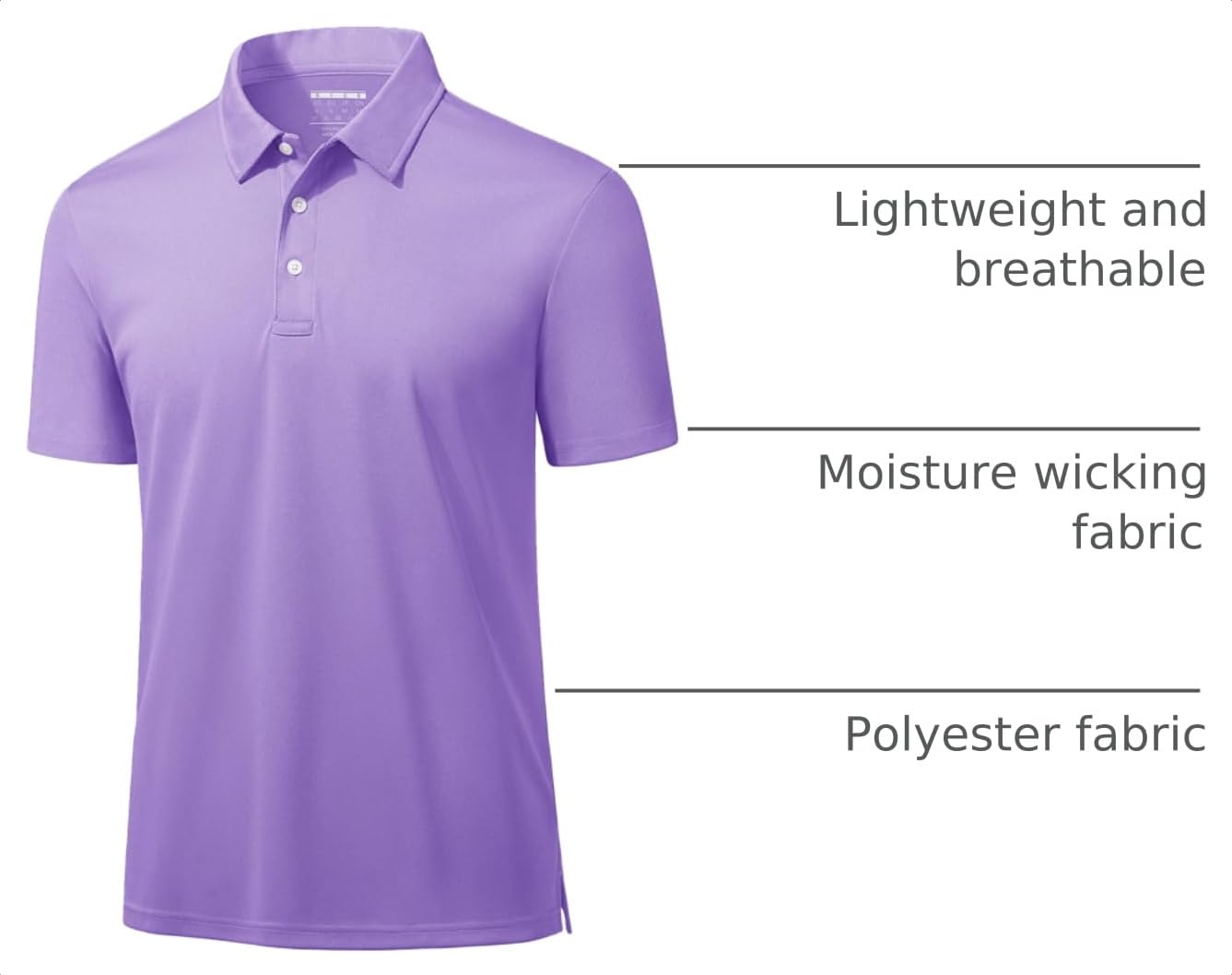 MAGCOMSEN Men's Polo Shirts Short Sleeve Athletic Pique Golf Shirt Dry Fit Performance Casual Work Polos for Men Light Purple