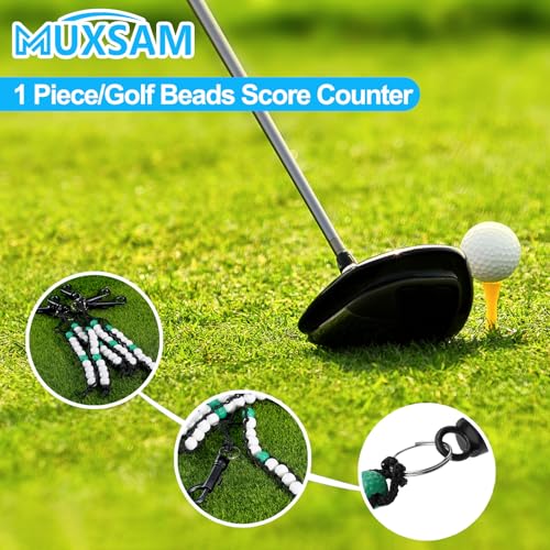 Golf Stroke Score Counter with Clip - Green Beads