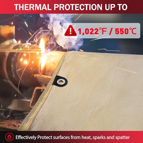 Fiberglass Welding Blanket 6x8 ft - 1022 ¡ÆF High Temp Insulation Blanket, 850 GSM Heavy Duty Fire Resistant Blankets, Heat Resistant Fabric for Industrial, Smoker, Camping, Grill