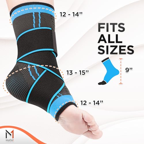 Adjustable Ankle Brace for Plantar Fasciitis & Support - Blue Regular