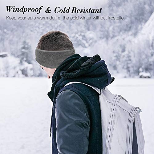 Fleece Ear Warmer Headband - Moisture Wicking Winter Sports Cover - Black