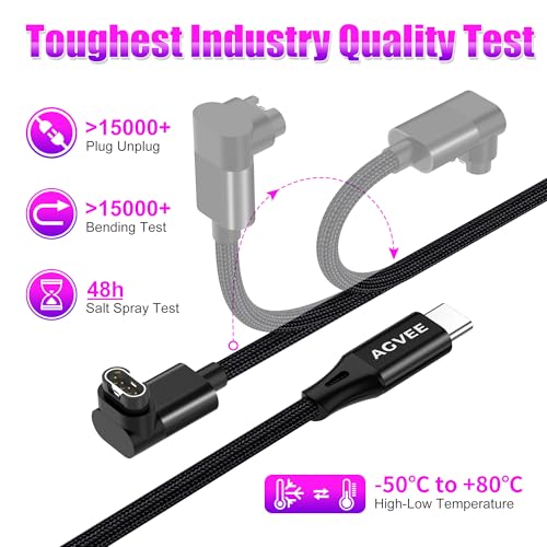 3.3ft USB-C Charging Cable for Garmin Watch - L-Shape, Black