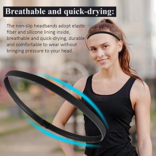 9-Pack Non-Slip Elastic Sport Headbands with Silicone Grip