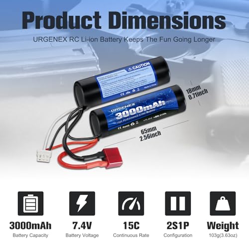 3000mAh 7.4V Nunchuck Airsoft Battery with Dean-Style T Plug