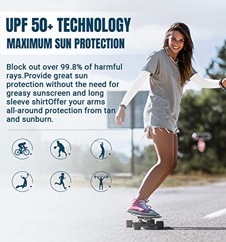 Cooling Arm Sleeves - Sun Protection & Tattoo Cover Up - 4 Pairs (White & Grey)