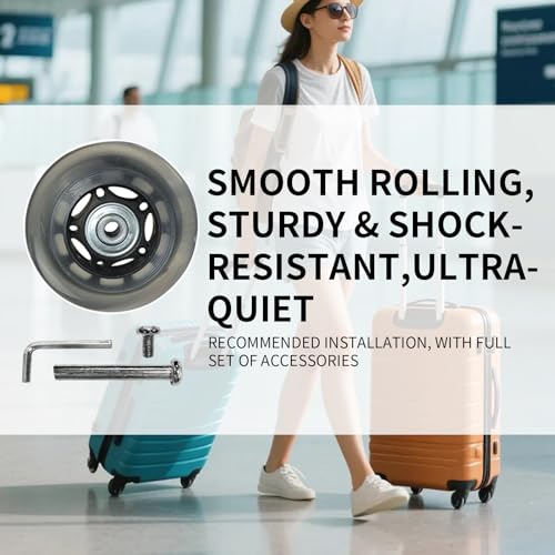 Replacement Luggage Wheels - 68mm x 24mm Clear Heavy Duty Caster