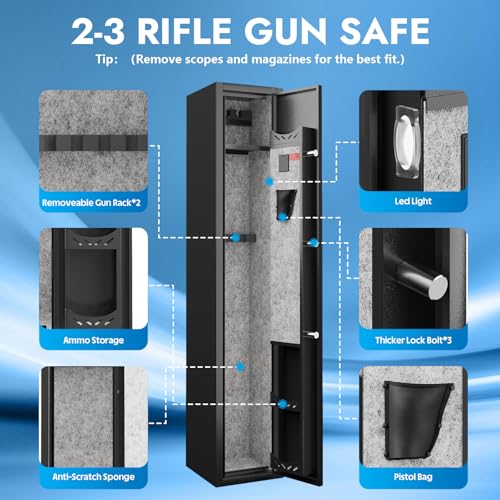 Gun Safe for Rifles and Pistols - Digital Lock, Quick Access, 2 Gun Capacity