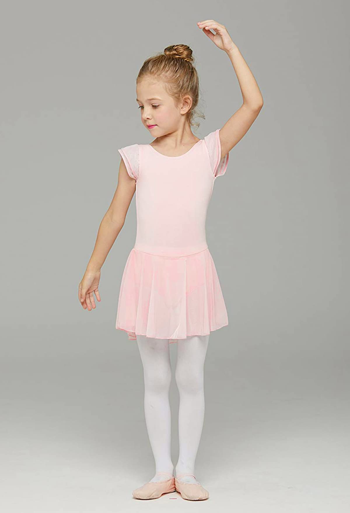 MdnMd Ballet Leotards for Girls Toddler Dance Ballerina Leotard Outfit with Skirt Dresses Tutu (Ballet Pink/Age 2-4T)