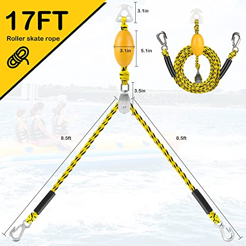 Heavy Duty Boat Tow Harness with D Rings - Yellow Black, 18 Feet
