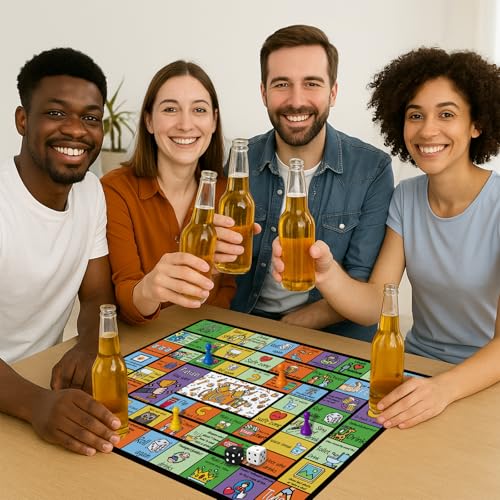 Funny Drinking Game for Adults – 21+ Party Board Game with Rubber Mat