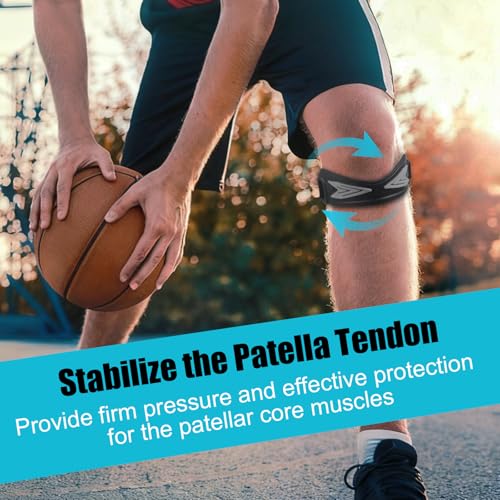 Patellar Tendon Support Strap - Non-Slip Silicone Knee Brace - One Size - Black