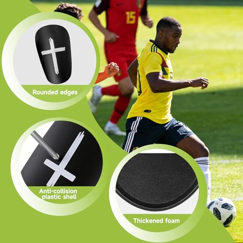Mini Soccer Shin Guards - 2 Pairs Lightweight Protection - White+Black