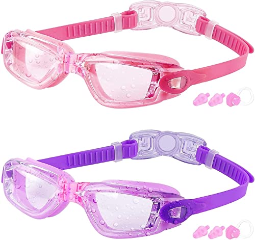 COOLOO Kids Swim Goggles, 2 Packs Swimming Goggles for Child Age 4-16