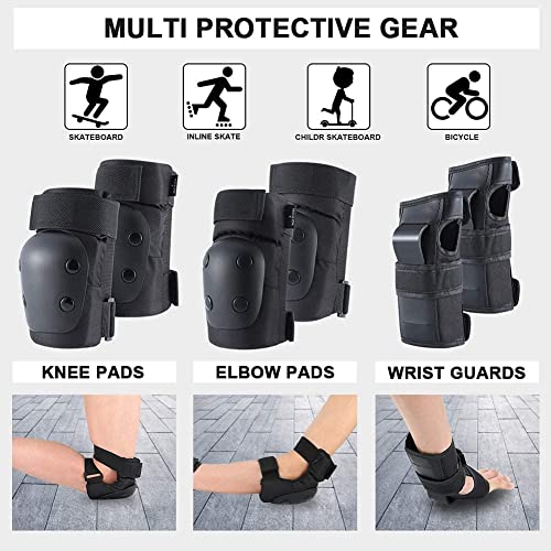 Knee Pads, Elbow Pads & Wrist Guards Set - Black Large