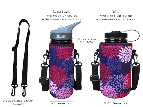 Large 24-30oz Water Bottle Carrier with Shoulder Strap - Midnight Mums