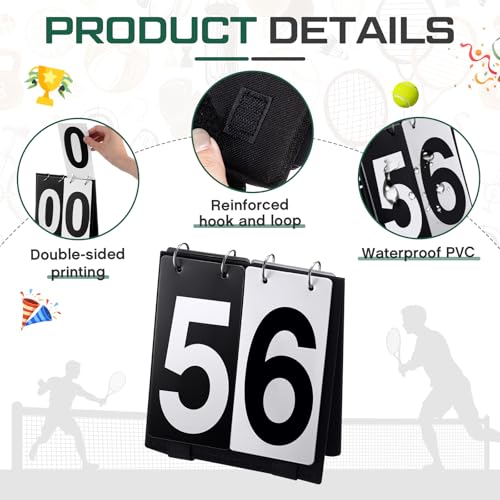 Portable Tennis Scoreboard - Flip Score Keeper 0-9 - Black