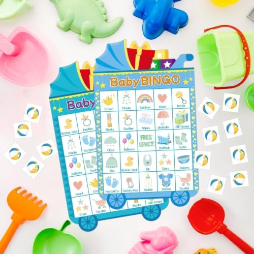 Baby Shower Bingo Game for 24 Guests - Boy Theme - 5 x 7 Inches
