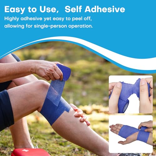 Self-Adhesive Bandage Wrap - 2 Inch x 5 Yards Elastic Cohesive Tape, 2 Pack