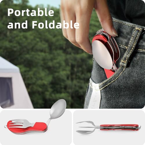 Stainless Steel 4-in-1 Portable Outdoor Diner Set - Red