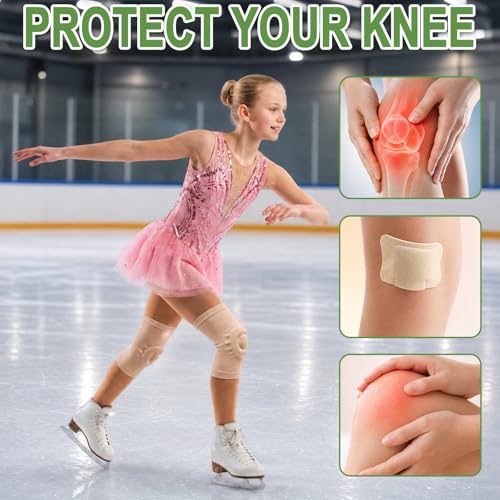 NIKISHAP Beige Medium Gel Knee Pads for Figure Skating & Dance - Breathable Support
